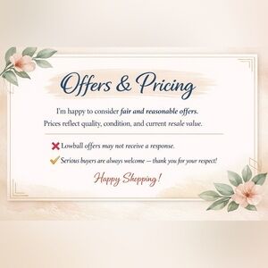 Offers Pricing - PLEASE READ!